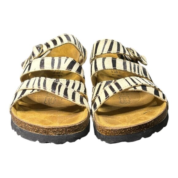 Betula Birkenstock Zebra Buckle Sandal Women's Sz 11 White And Black Comfort - Picture 2 of 10